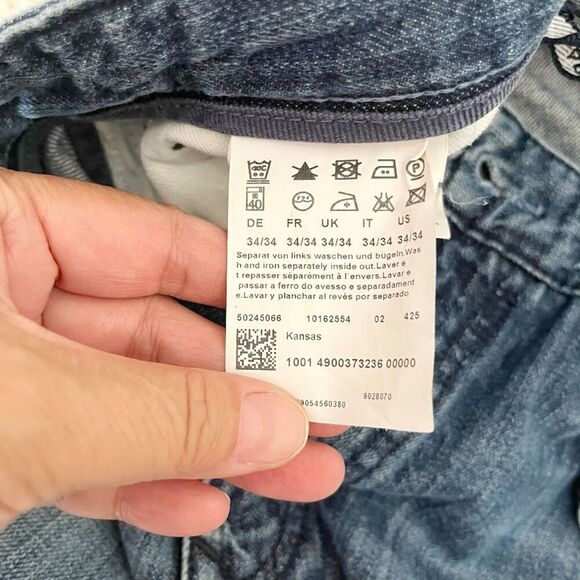 Boss Hugo Boss KANSAS 50245066 Regular Straight Medium Wash Cotton Denim Jeans - Picture 14 of 15